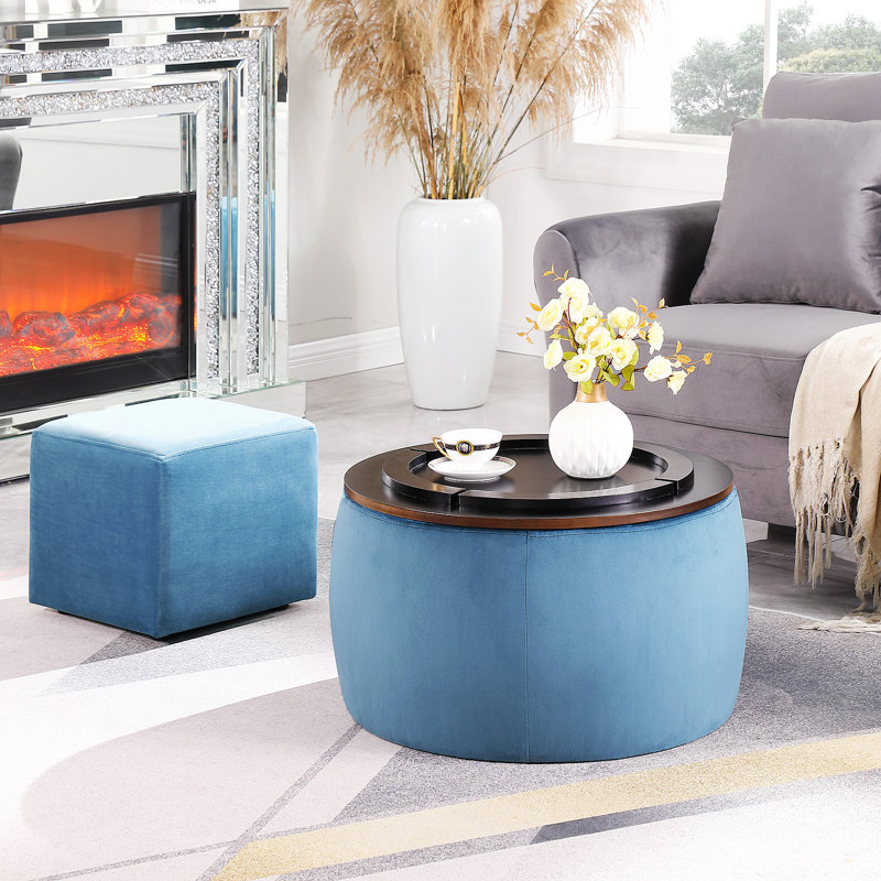 Ivy Bronx Hayyan Nesting Coffee Table, Round Table With Storage, Living